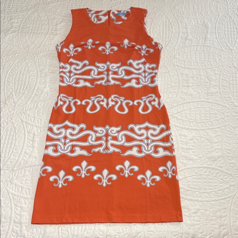 J. McLaughlin Orange Mini Dress with White Design
